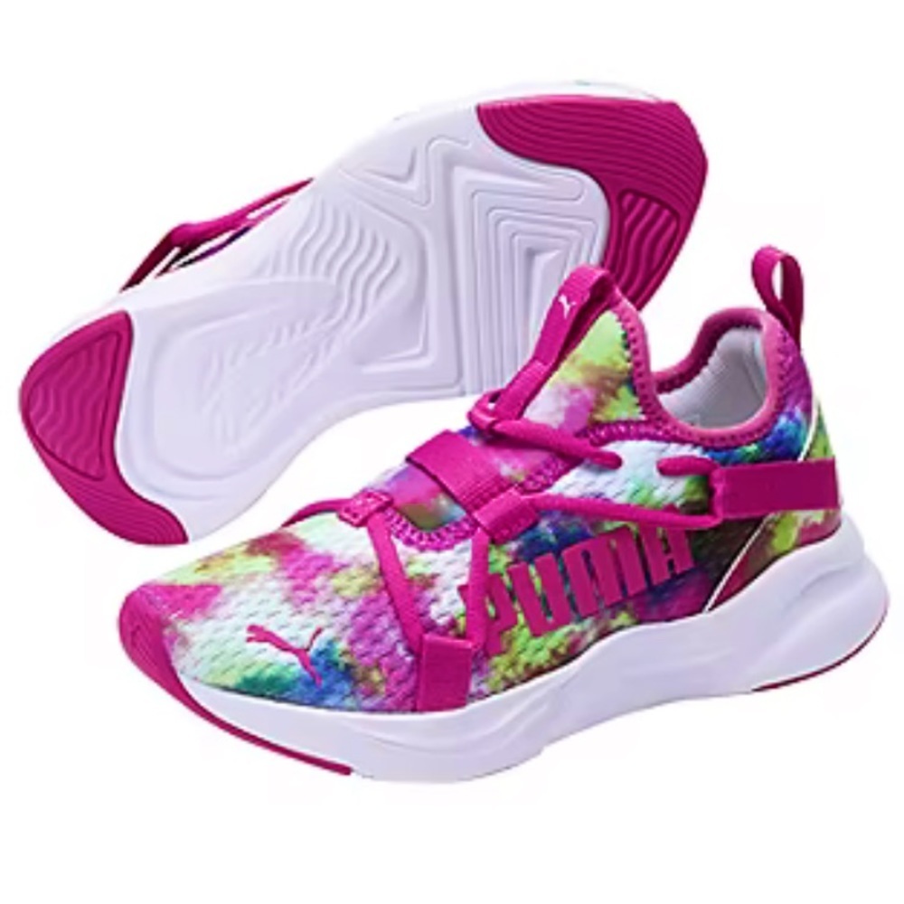 Puma Softride Rift Abstract Colorful Print Big Girls Running Shoes Size 6 - Picture 1 of 7